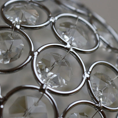 Contemporary Simplicity Round Iron Crystal Lampshade 1 - Light Table Lamp For Bedroom