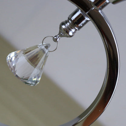 Contemporary Simplicity Round Iron Crystal Lampshade 1 - Light Table Lamp For Bedroom