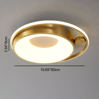 Contemporary Nordic Round Copper Silicone Acrylic LED Flush Mount Ceiling Light For Bedroom