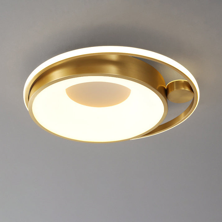 Contemporary Nordic Round Copper Silicone Acrylic LED Flush Mount Ceiling Light For Bedroom