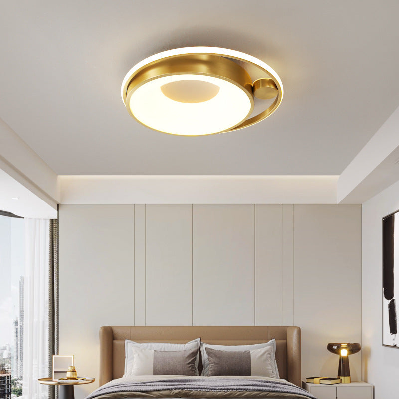 Contemporary Nordic Round Copper Silicone Acrylic LED Flush Mount Ceiling Light For Bedroom