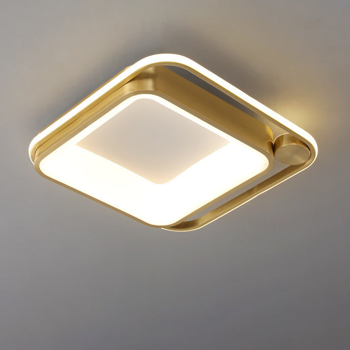 Contemporary Nordic Square Copper Silicone Acrylic LED Flush Mount Ceiling Light For Bedroom