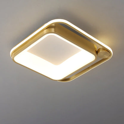 Contemporary Nordic Square Copper Silicone Acrylic LED Flush Mount Ceiling Light For Bedroom