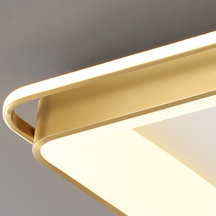 Contemporary Nordic Square Copper Silicone Acrylic LED Flush Mount Ceiling Light For Bedroom