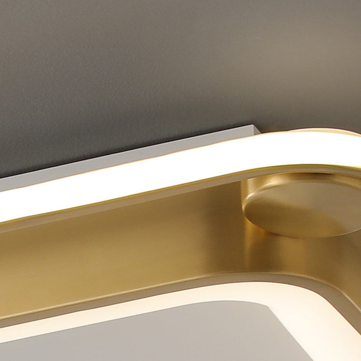 Contemporary Nordic Square Copper Silicone Acrylic LED Flush Mount Ceiling Light For Bedroom
