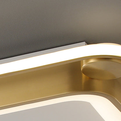 Contemporary Nordic Square Copper Silicone Acrylic LED Flush Mount Ceiling Light For Bedroom