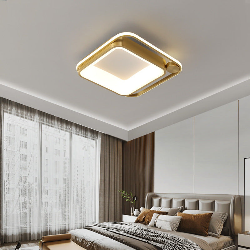 Contemporary Nordic Square Copper Silicone Acrylic LED Flush Mount Ceiling Light For Bedroom