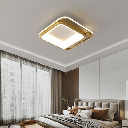 Contemporary Nordic Square Copper Silicone Acrylic LED Flush Mount Ceiling Light For Bedroom