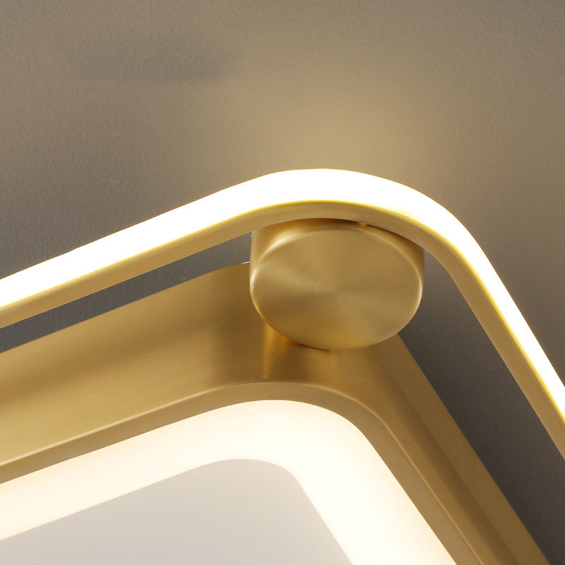 Contemporary Nordic Square Copper Silicone Acrylic LED Flush Mount Ceiling Light For Bedroom