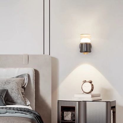Contemporary Scandinavian Cylinder Aluminum Iron Optical Lens LED Wall Sconce Lamp For Living Room