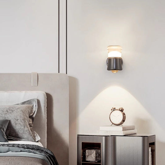 مصباح حائط LED بتصميم أسطواني معاصر من الألومنيوم والحديد على الطراز الاسكندنافي لغرفة المعيشة 