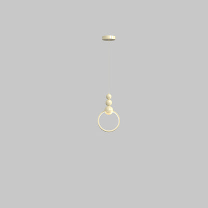 Contemporary Nordic Dome Round Circle Beads Aluminum Iron Lampshade LED Pendant Light For Bedroom
