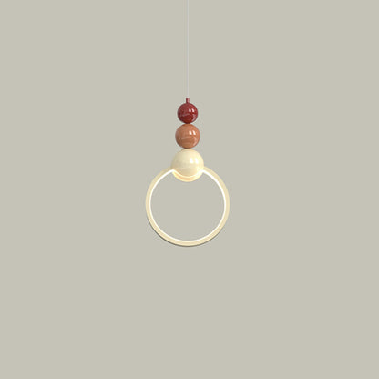 Contemporary Nordic Dome Round Circle Beads Aluminum Iron Lampshade LED Pendant Light For Bedroom