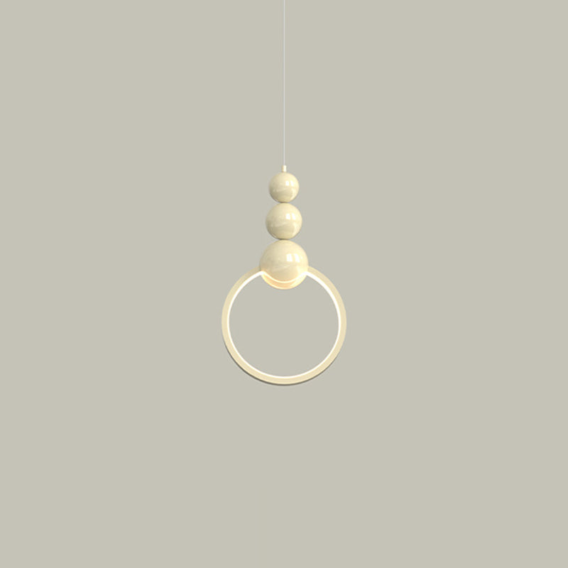 Contemporary Nordic Dome Round Circle Beads Aluminum Iron Lampshade LED Pendant Light For Bedroom