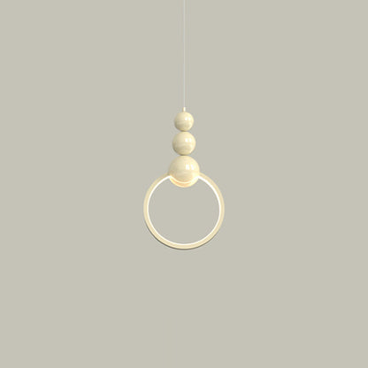 Contemporary Nordic Dome Round Circle Beads Aluminum Iron Lampshade LED Pendant Light For Bedroom