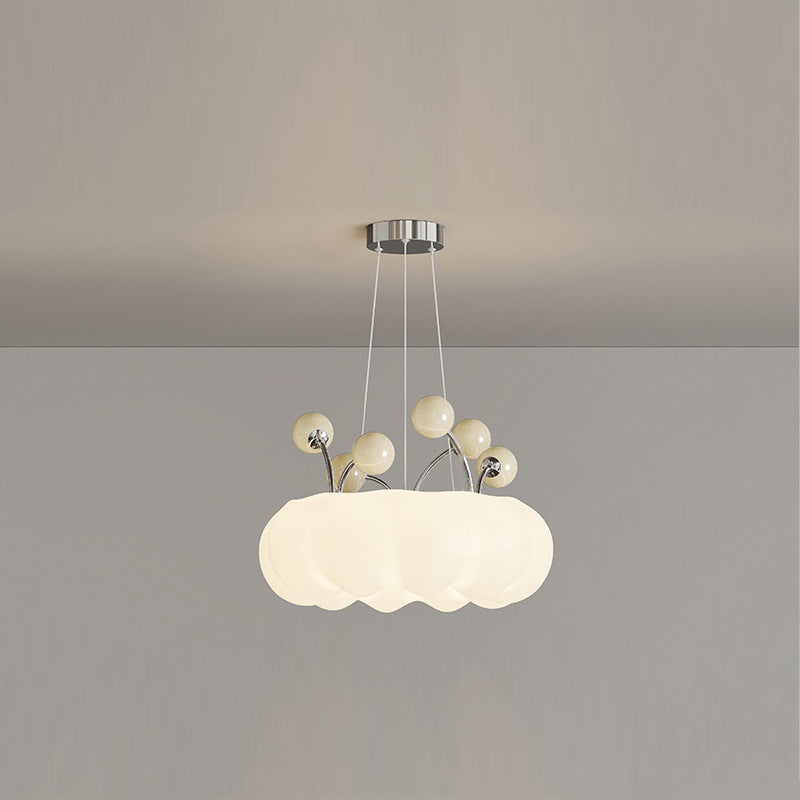 Contemporary Nordic Dome Cloud Shape Orbs Iron Glass LED Chandeliers For Dining Room