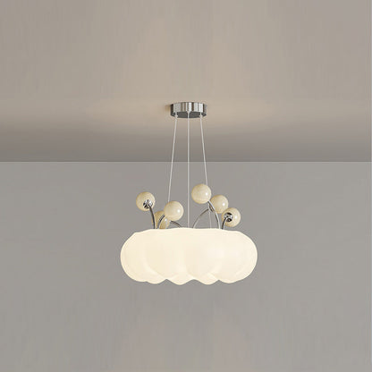 Contemporary Nordic Dome Cloud Shape Orbs Iron Glass LED Chandeliers For Dining Room