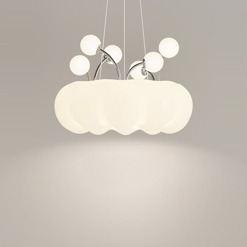 Contemporary Nordic Dome Cloud Shape Orbs Iron Glass LED Chandeliers For Dining Room