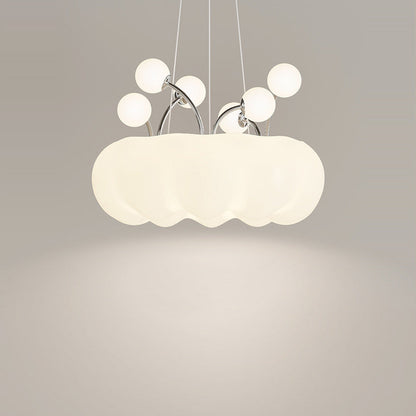 Contemporary Nordic Dome Cloud Shape Orbs Iron Glass LED Chandeliers For Dining Room