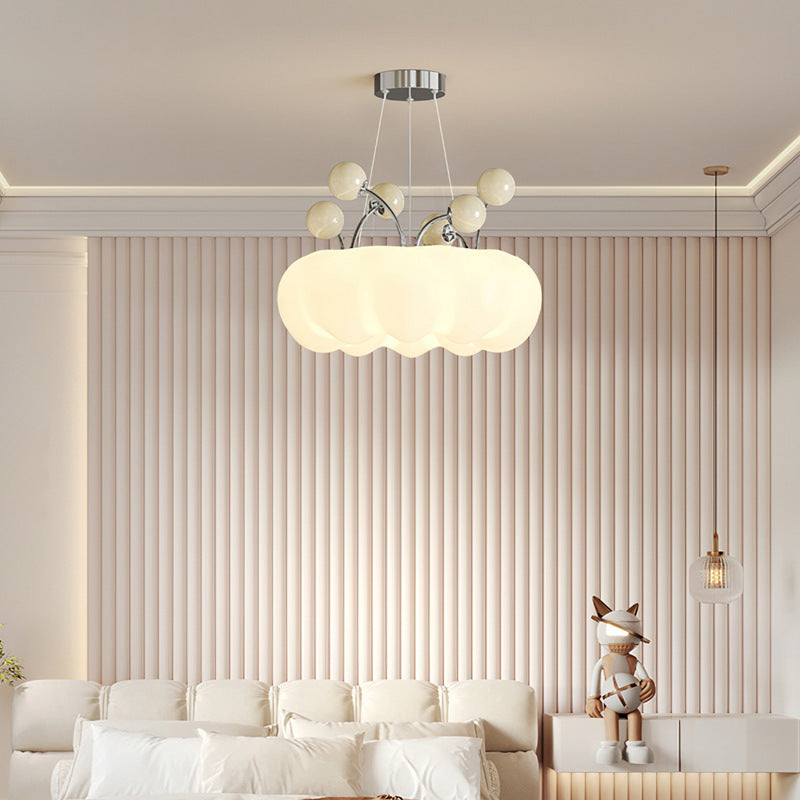 Contemporary Nordic Dome Cloud Shape Orbs Iron Glass LED Chandeliers For Dining Room