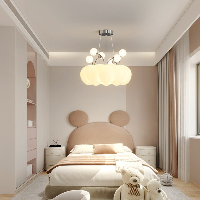 Contemporary Nordic Dome Cloud Shape Orbs Iron Glass LED Chandeliers For Dining Room