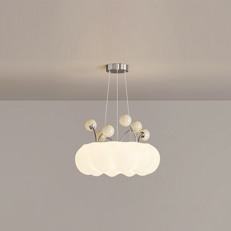 Contemporary Nordic Dome Cloud Shape Orbs Iron Glass LED Chandeliers For Dining Room
