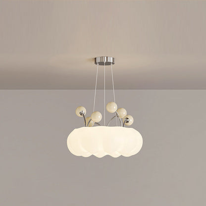 Contemporary Nordic Dome Cloud Shape Orbs Iron Glass LED Chandeliers For Dining Room