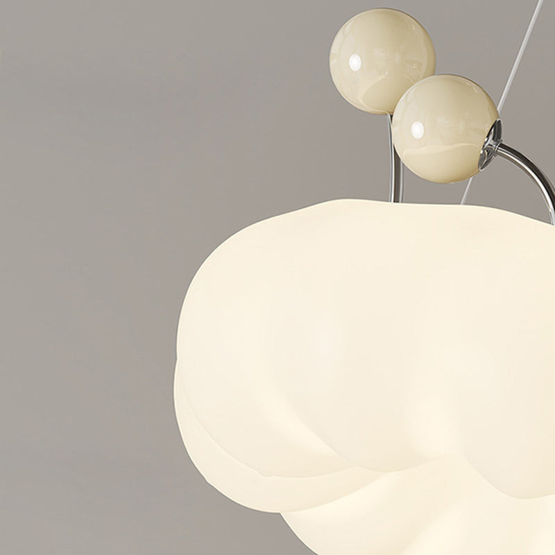 Contemporary Nordic Dome Cloud Shape Orbs Iron Glass LED Chandeliers For Dining Room