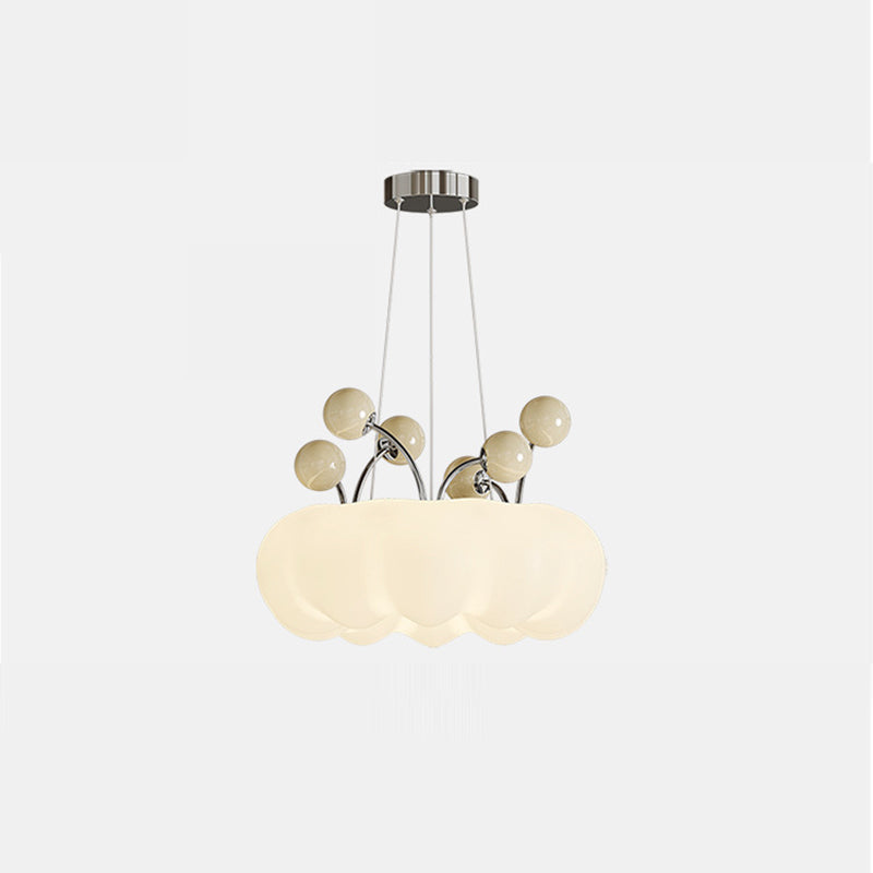 Contemporary Nordic Dome Cloud Shape Orbs Iron Glass LED Chandeliers For Dining Room