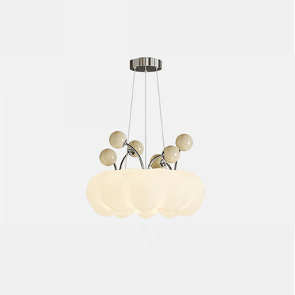 Contemporary Nordic Dome Cloud Shape Orbs Iron Glass LED Chandeliers For Dining Room