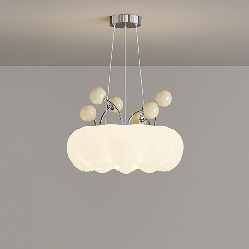 Contemporary Nordic Dome Cloud Shape Orbs Iron Glass LED Chandeliers For Dining Room
