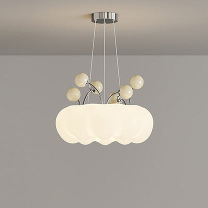 Contemporary Nordic Dome Cloud Shape Orbs Iron Glass LED Chandeliers For Dining Room