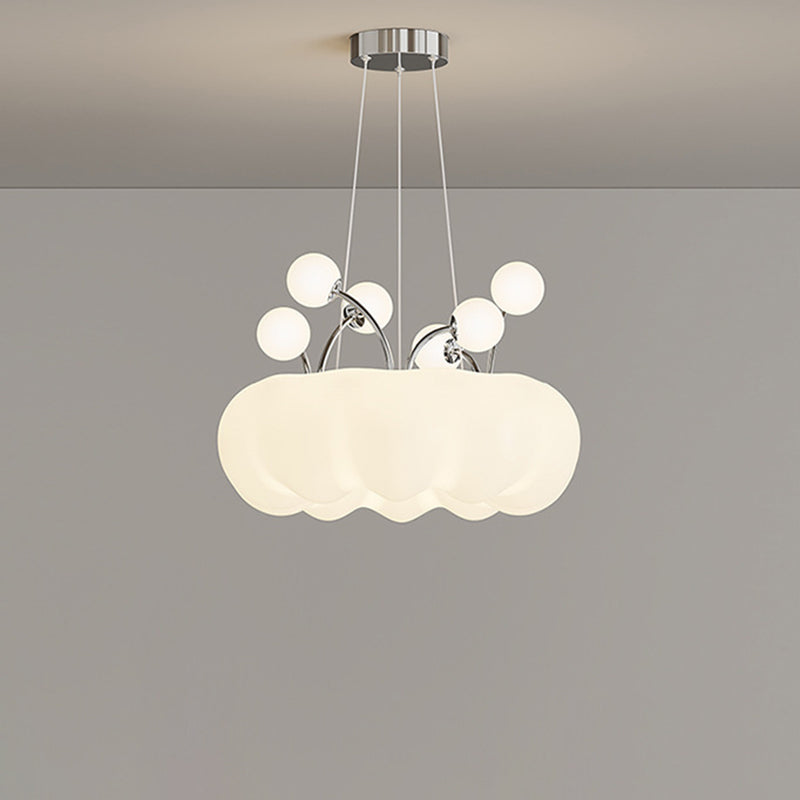Contemporary Nordic Dome Cloud Shape Orbs Iron Glass LED Chandeliers For Dining Room