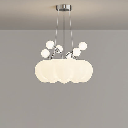 Contemporary Nordic Dome Cloud Shape Orbs Iron Glass LED Chandeliers For Dining Room