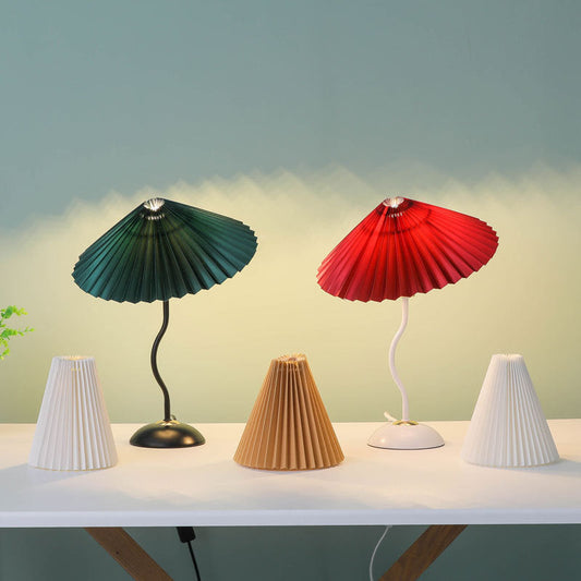 Contemporary Nordic Umbrella Fabric Lampshade Iron Base 1 - Light Table Lamp For Bedroom