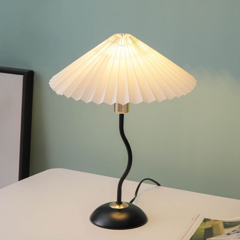 Contemporary Nordic Umbrella Fabric Lampshade Iron Base 1 - Light Table Lamp For Bedroom