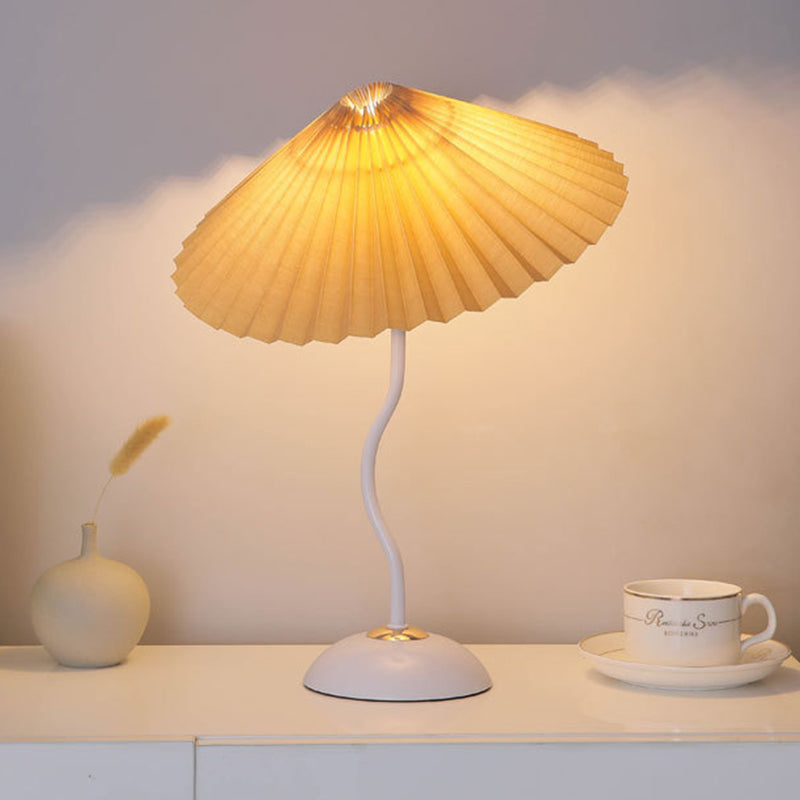 Contemporary Nordic Umbrella Fabric Lampshade Iron Base 1 - Light Table Lamp For Bedroom