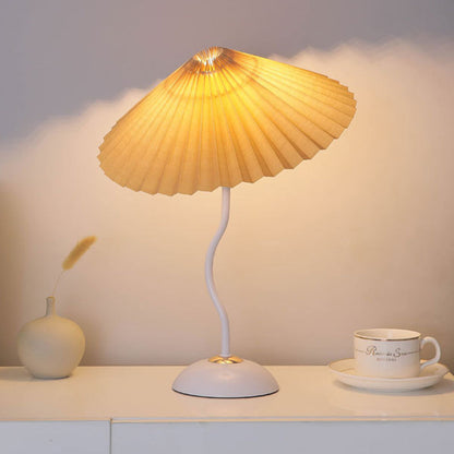 Contemporary Nordic Umbrella Fabric Lampshade Iron Base 1 - Light Table Lamp For Bedroom