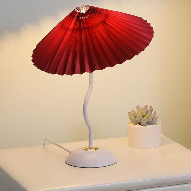 Contemporary Nordic Umbrella Fabric Lampshade Iron Base 1 - Light Table Lamp For Bedroom