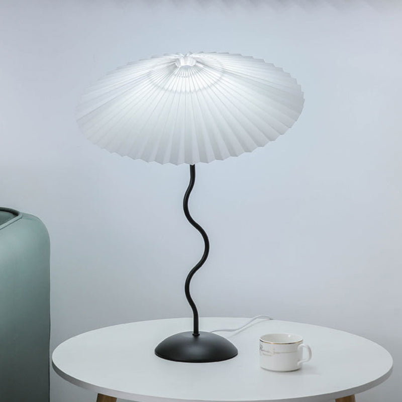 Contemporary Nordic Umbrella Fabric Lampshade Iron Base 1 - Light Table Lamp For Bedroom