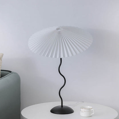 Contemporary Nordic Umbrella Fabric Lampshade Iron Base 1 - Light Table Lamp For Bedroom