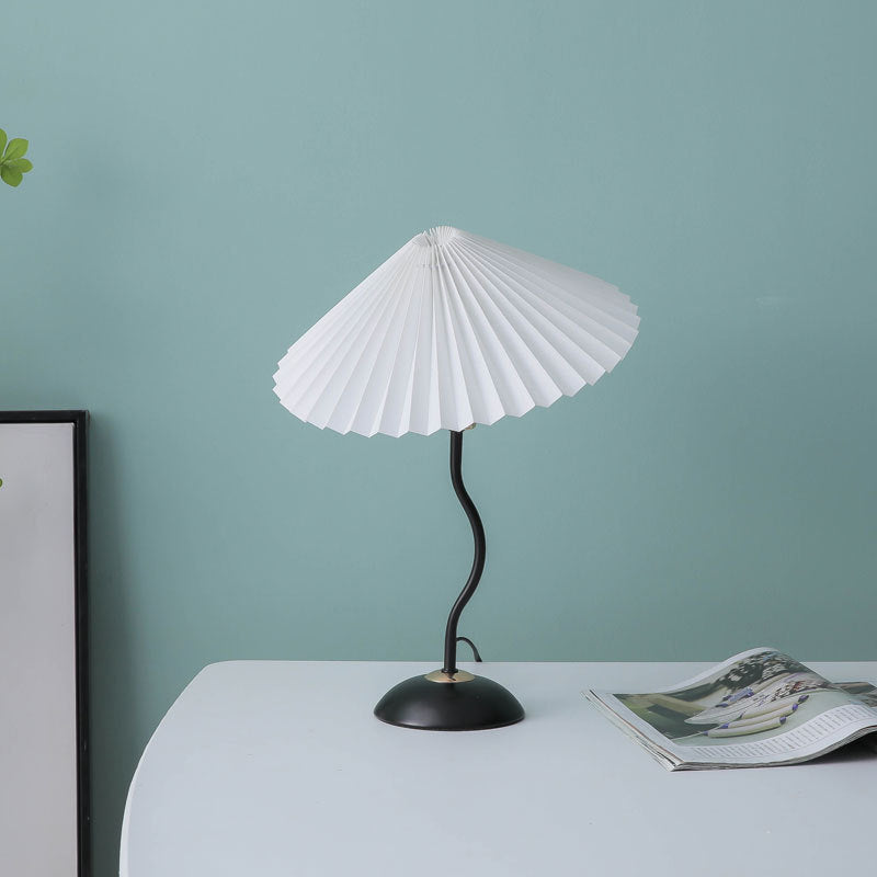 Contemporary Nordic Umbrella Fabric Lampshade Iron Base 1 - Light Table Lamp For Bedroom