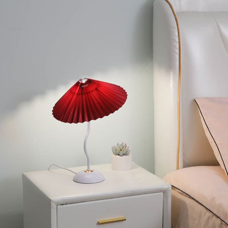 Contemporary Nordic Umbrella Fabric Lampshade Iron Base 1 - Light Table Lamp For Bedroom