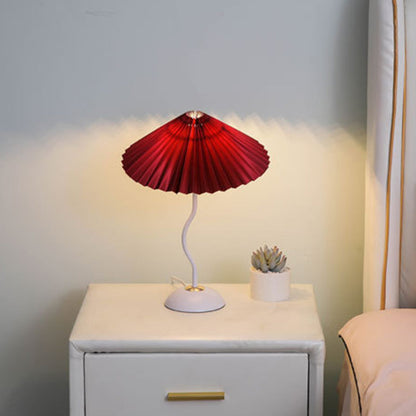 Contemporary Nordic Umbrella Fabric Lampshade Iron Base 1 - Light Table Lamp For Bedroom