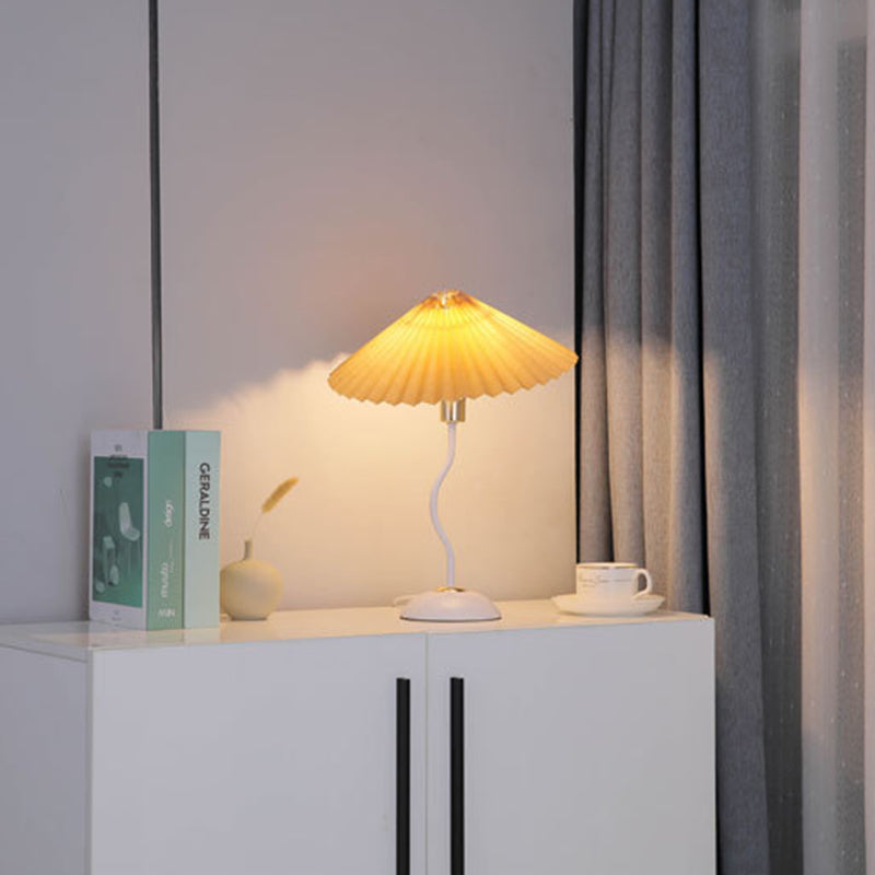 Contemporary Nordic Umbrella Fabric Lampshade Iron Base 1 - Light Table Lamp For Bedroom