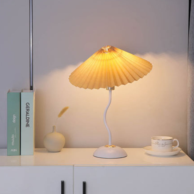 Contemporary Nordic Umbrella Fabric Lampshade Iron Base 1 - Light Table Lamp For Bedroom