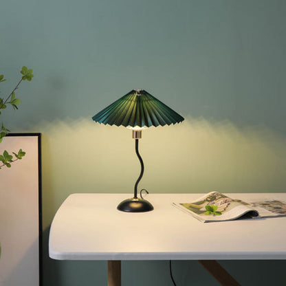Contemporary Nordic Umbrella Fabric Lampshade Iron Base 1 - Light Table Lamp For Bedroom
