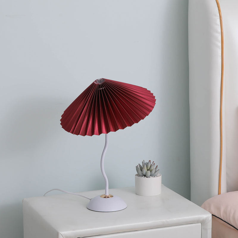Contemporary Nordic Umbrella Fabric Lampshade Iron Base 1 - Light Table Lamp For Bedroom