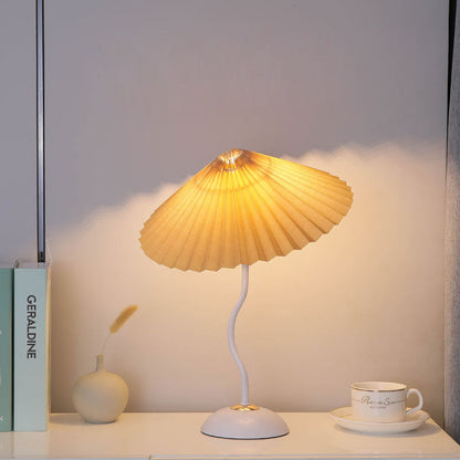 Contemporary Nordic Umbrella Fabric Lampshade Iron Base 1 - Light Table Lamp For Bedroom