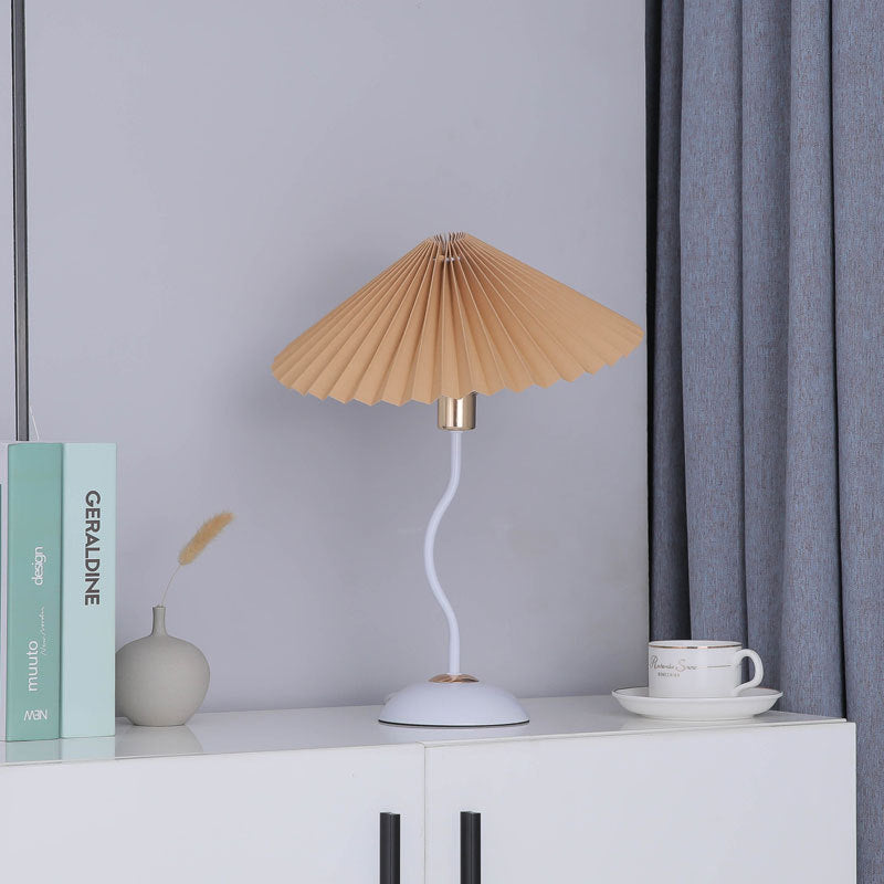 Contemporary Nordic Umbrella Fabric Lampshade Iron Base 1 - Light Table Lamp For Bedroom
